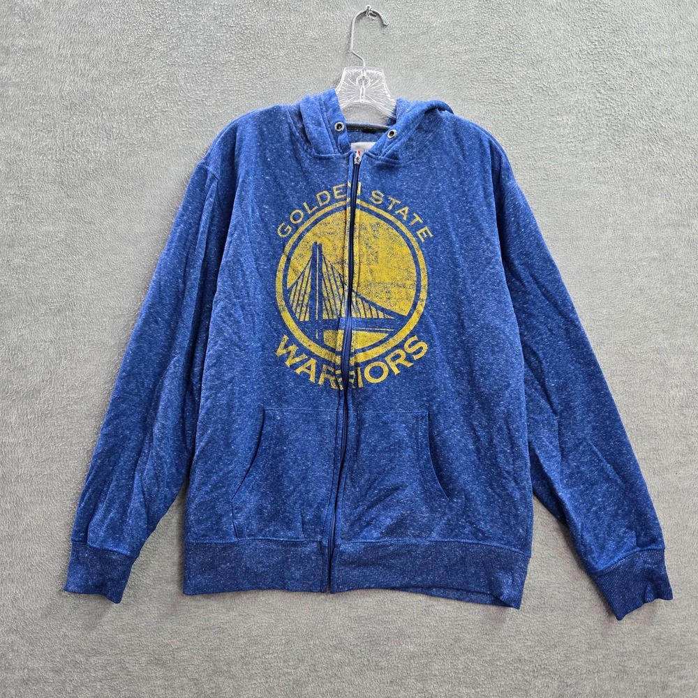 Golden State Warriors Men Sweatshirt Large Blue Hooded Logo UNK Graphic READ
